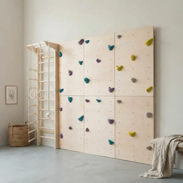 Mehrere Module lassen sich nebeneinander und übereinander kombinieren – für eine noch größere Kletterfläche und noch mehr Kletterspaß im Kinderzimmer