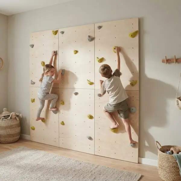 Mehrere Module lassen sich nebeneinander und übereinander kombinieren – für eine noch größere Kletterfläche und noch mehr Kletterspaß im Kinderzimmer